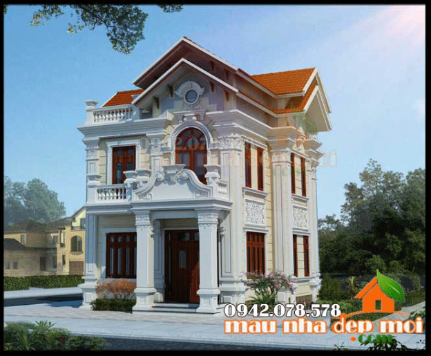 Hình ảnh mẫu biệt thự cổ điển 2 tầng kiến trúc Pháp đẹp lộng lẫy tại Hải Dương